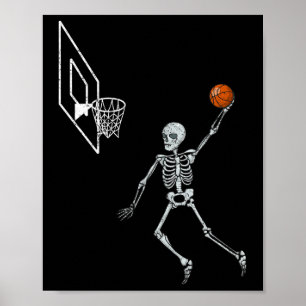 Vintag Skelettspieler Dunking Hoop Hallow Poster
