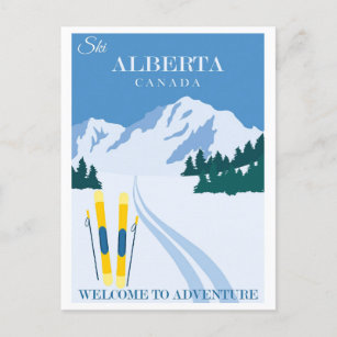 Vintag Ski Alberta Kanada Postkarte