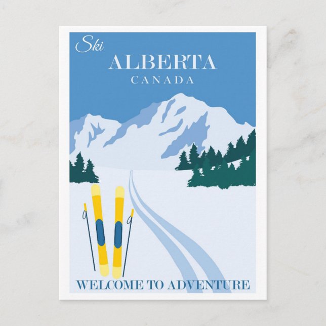 Vintag Ski Alberta Kanada Postkarte (Vorderseite)