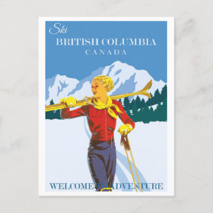 Vintag Ski Canada British Columbia Postkarte