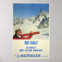 Vintag Ski Italy Alitalia Airlines Travel