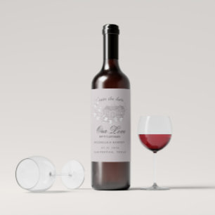 Vintag skizzierte Florals Save the Date Weinetikett