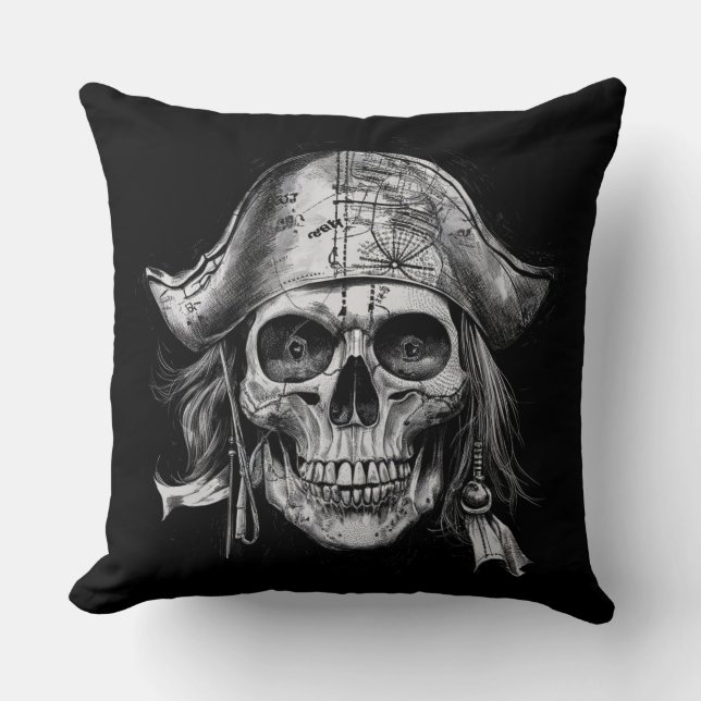 Vintag Skull Pirate Kissen (Vorderseite)