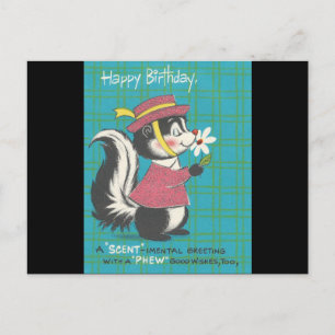 Vintag Skunk Happy Birthday Postkarte