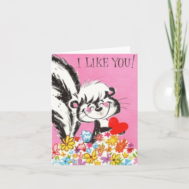 Vintag Skunk Valentine Karte (Vorderseite)