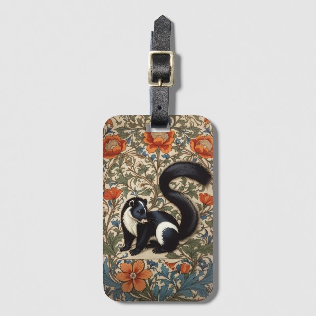 Vintag Skunk William Morris Inspiriert Gepäckanhänger (Vorderseite Vertikal)