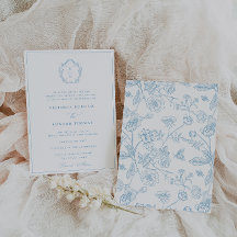 Vintag Sky Blue Wappen Monogram Wedding