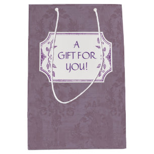 Vintag Smokey Mauve Damask Personalisiert Mittlere Geschenktüte