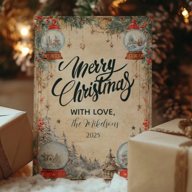 Vintag Snow Globe Feiertagskarte (Von Creator hochgeladen)