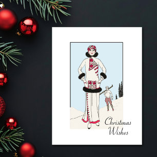 Vintag Snow Queen Weihnachten Postkarte