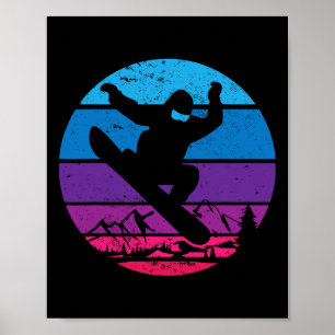 Vintag Snowboard Snowboarding Silhouette I Retro Poster