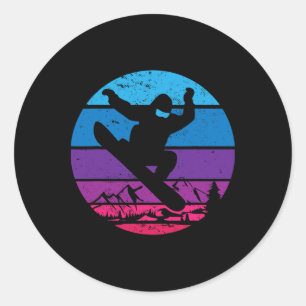 Vintag Snowboard Snowboarding Silhouette I Retro Runder Aufkleber