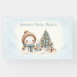 Vintag Snowman Blue Christmas Boy Baby Dusche Banner