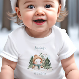 Vintag Snowman Boy Blue Name 1. Geburtstag Baby T-shirt