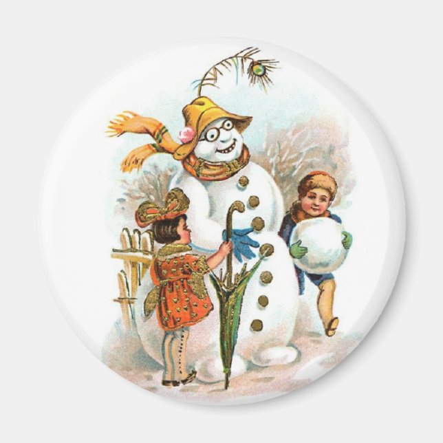 Vintag Snowman Christmas Magnet (Vorne)