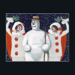 Vintag Snowman Christmas Postcard Postkarte<br><div class="desc">Vintager Schneemann Weihnachts-Postkarte.</div>