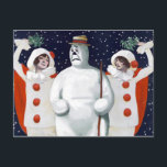 Vintag Snowman Christmas Postcard Postkarte<br><div class="desc">Vintager Schneemann Weihnachts-Postkarte.</div>