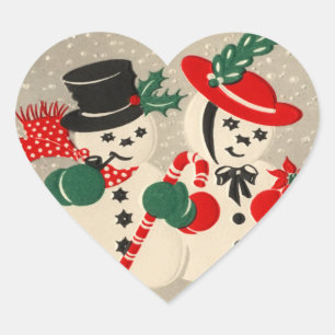 Vintag Snowman Couple Stickers
