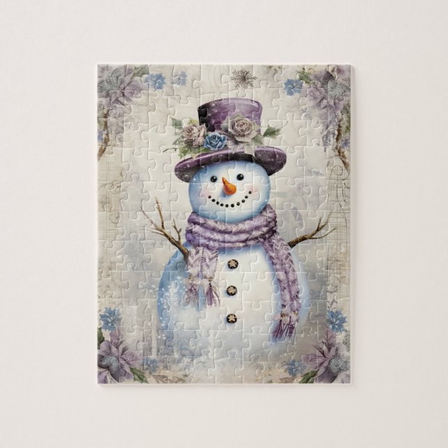 Vintag Snowman Elegante Weihnachtsfeiertag Puzzle (Vertikal)