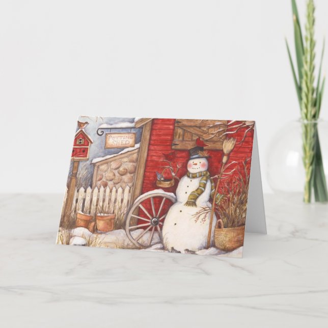 Vintag Snowman Feiertagskarte (Vorderseite)