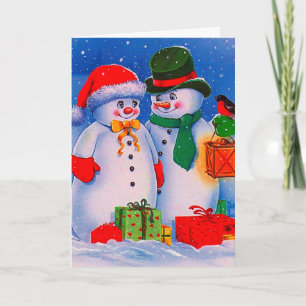Vintag Snowman Feiertagskarte