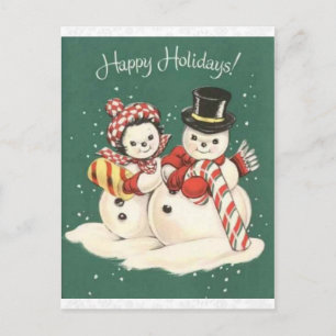 Vintag Snowman Niedlich Weihnachten Postkarte