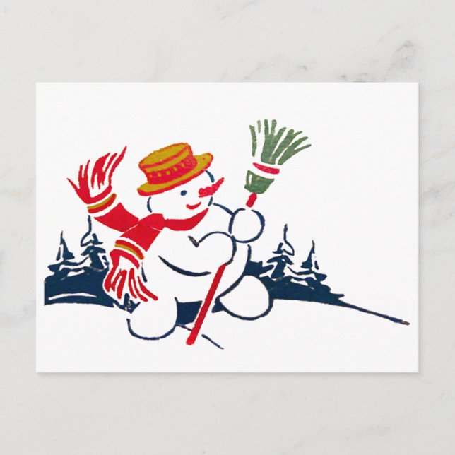 Vintag Snowman Postcard Postkarte (Vorderseite)