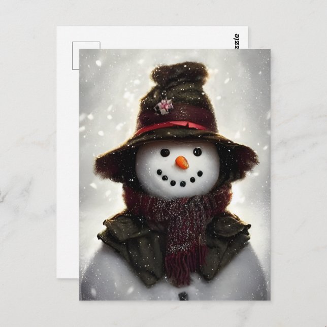 Vintag Snowman Postcard Postkarte (Vorne/Hinten)