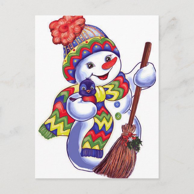 Vintag Snowman Postkarte (Vorderseite)