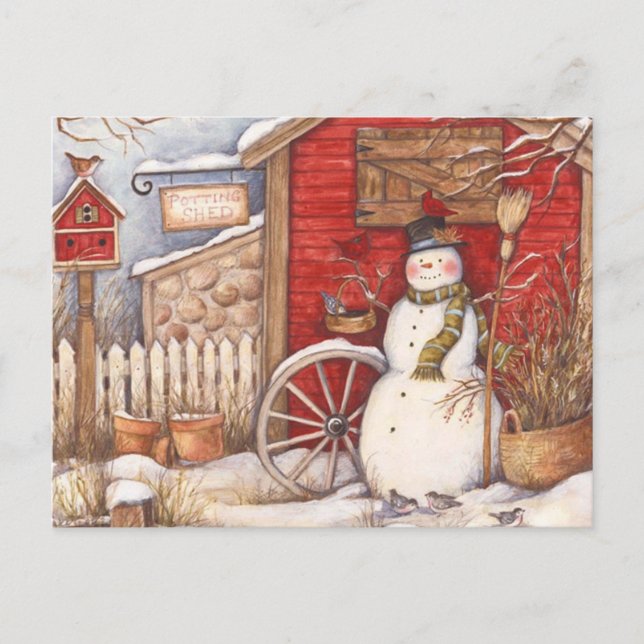 Vintag Snowman Postkarte (Vorderseite)