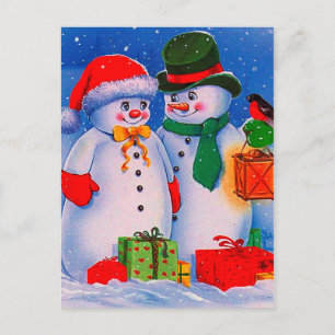 Vintag Snowman Postkarte