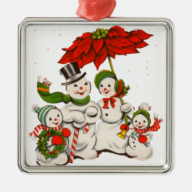 Vintag Snowman Weihnachten Ornament Aus Metall (Vorne)