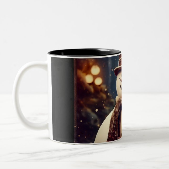Vintag Snowman Zweifarbige Tasse (Links)