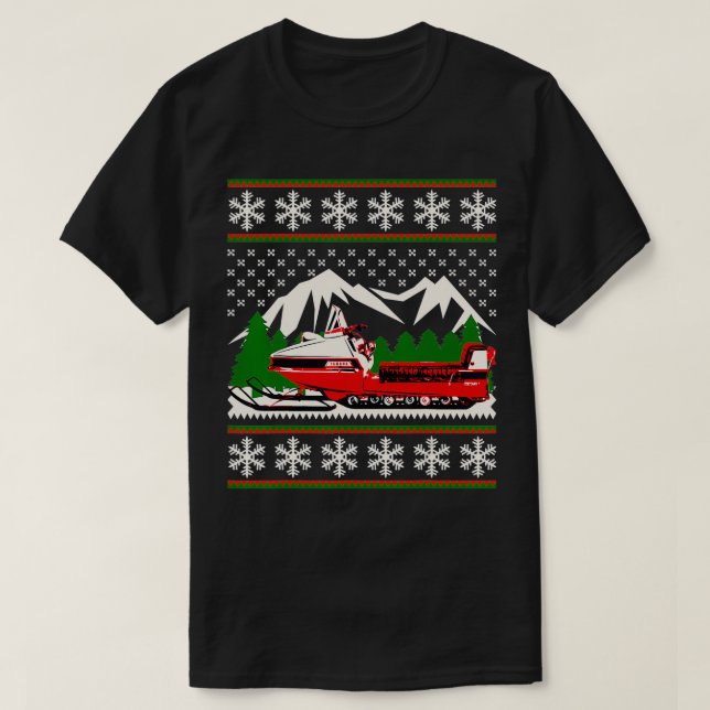 Vintag Snowmobile Ugi Weihnachtssüßer T-Shirt (Design vorne)