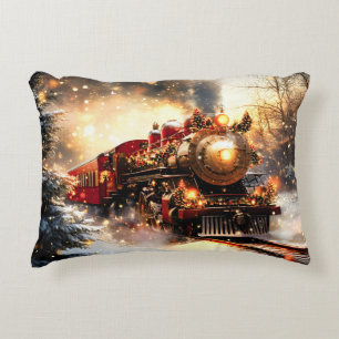 Vintag Snowy Night Weihnachtszug Express Dekokissen