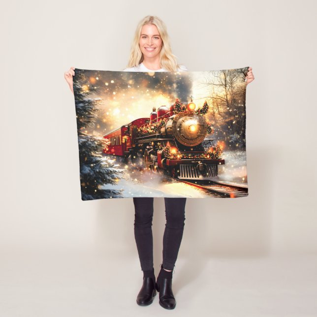 Vintag Snowy Night Weihnachtszug Express Fleecedecke (Beispiel)