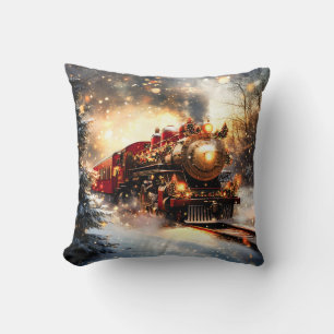 Vintag Snowy Night Weihnachtszug Express Kissen