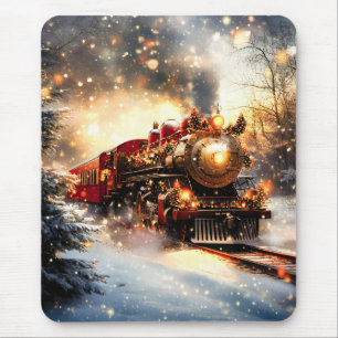 Vintag Snowy Night Weihnachtszug Express Mousepad