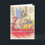Vintag Son Birthday Card Karte<br><div class="desc">Retro / Vintage Geburtstagskarte.  Zwei süße Hunde wartete im Auto!  Alles Gute zum Geburtstag,  Sohn!  Adorable Vintage Welpen!   Hinweis:  "Cord" ist eine gedruckte Abbildung. Dies ist eine Wiedergabe einer Vintagen Karte und enthält kein tatsächliches Kabel.</div>