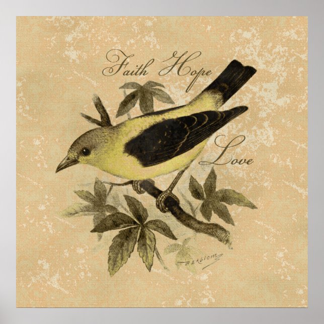 Vintag Songbird Faith Hope Liebe Poster (Vorne)