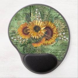 Vintag Sonnenblume Bouquet Green Ephemera Gel Mousepad