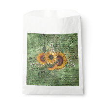 Vintag Sonnenblume Bouquet Green Ephemera
