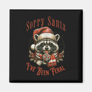 Vintag Sorry, dass Santa I war Feral Raccoon Chris Magnet