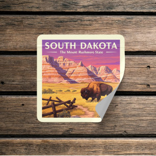 Vintag South Dakota Quadratischer Aufkleber