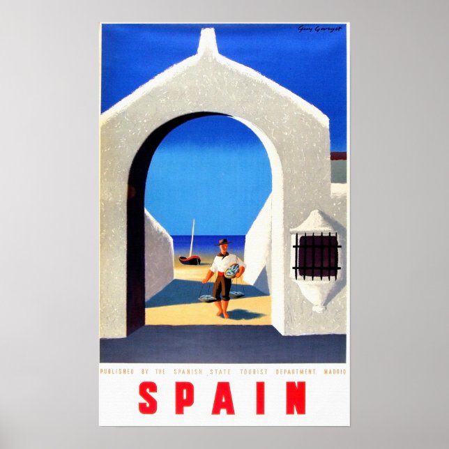 Vintag Spanien Fisherman Travel Poster (Vorne)