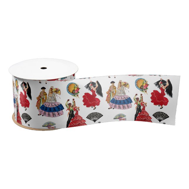 Vintag Spanische Flamenco Dancefarts Satinband (Spule)