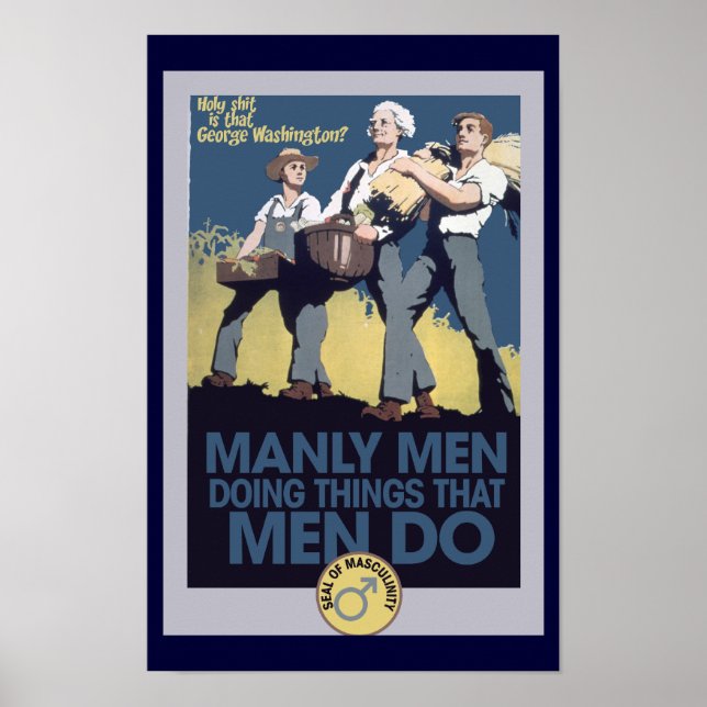 Vintag Spaß Manly MEN Poster (Vorne)