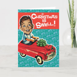 Vintag Spielzeug Pedal Car Retro Weihnachtskarten Feiertagskarte