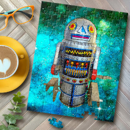 Vintag Spielzeugrobot Retro Turquoise Galaxie Nied Puzzle