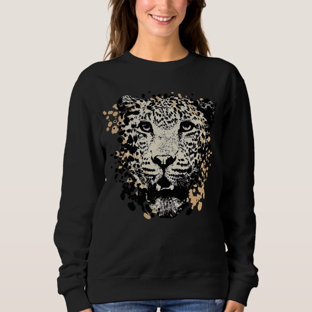 Vintag Splash Jaguar Animal Sweatshirt (Vorderseite)
